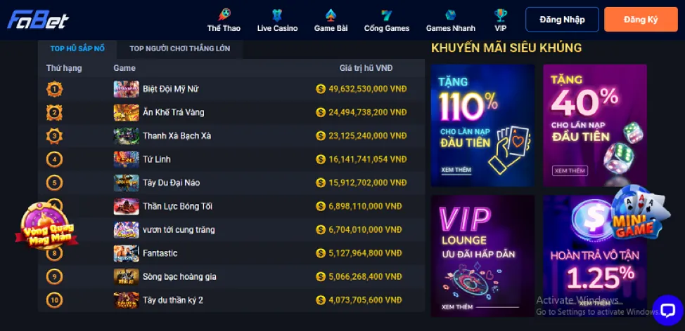 Ưu đãi giải đấu longfu88 casino